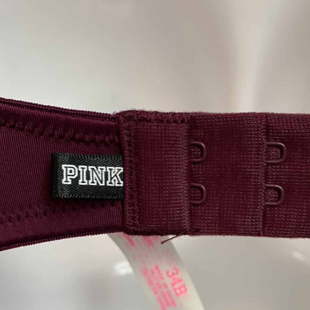 Victoria’s Secret PINK Wear Everywhere Super Push-Up Bra 34B Burgundy - Picture 6 of 12